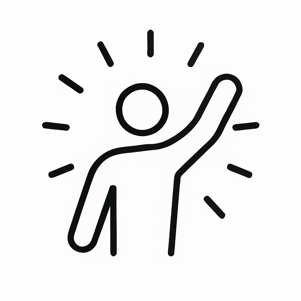 empowerment icon with stylized active person symbolizing initiative and personal strenght