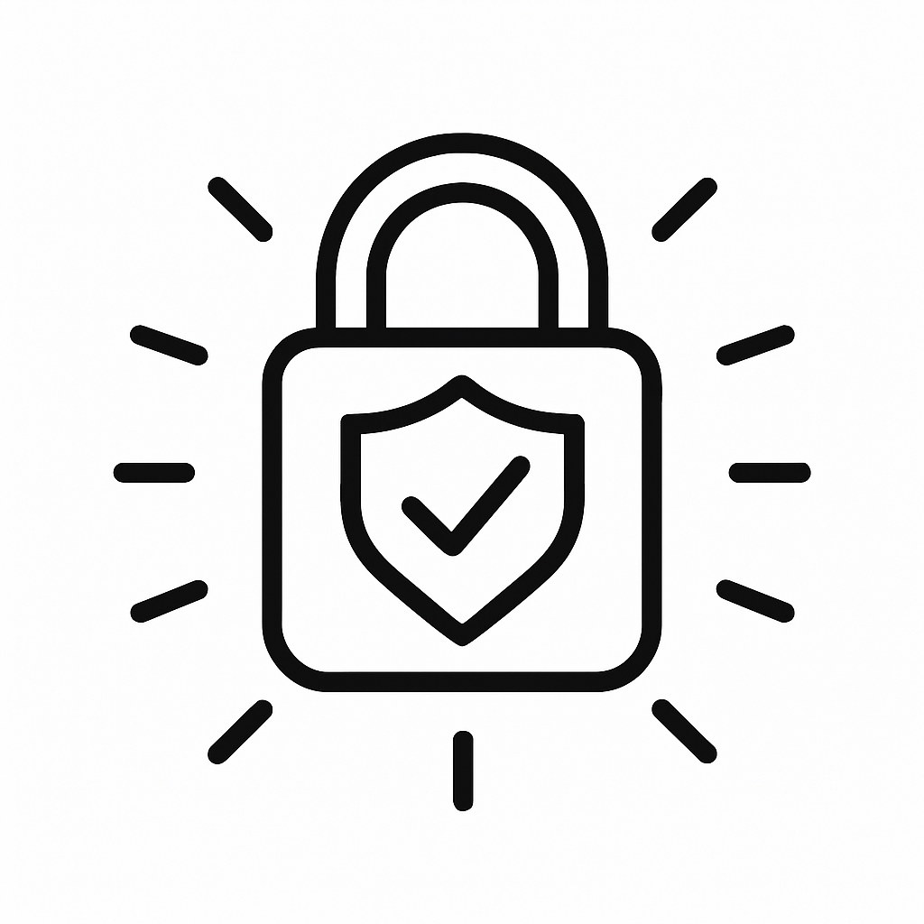 Sovereignty icon with lock and checkmark symbolizing security, confidence, and professional control